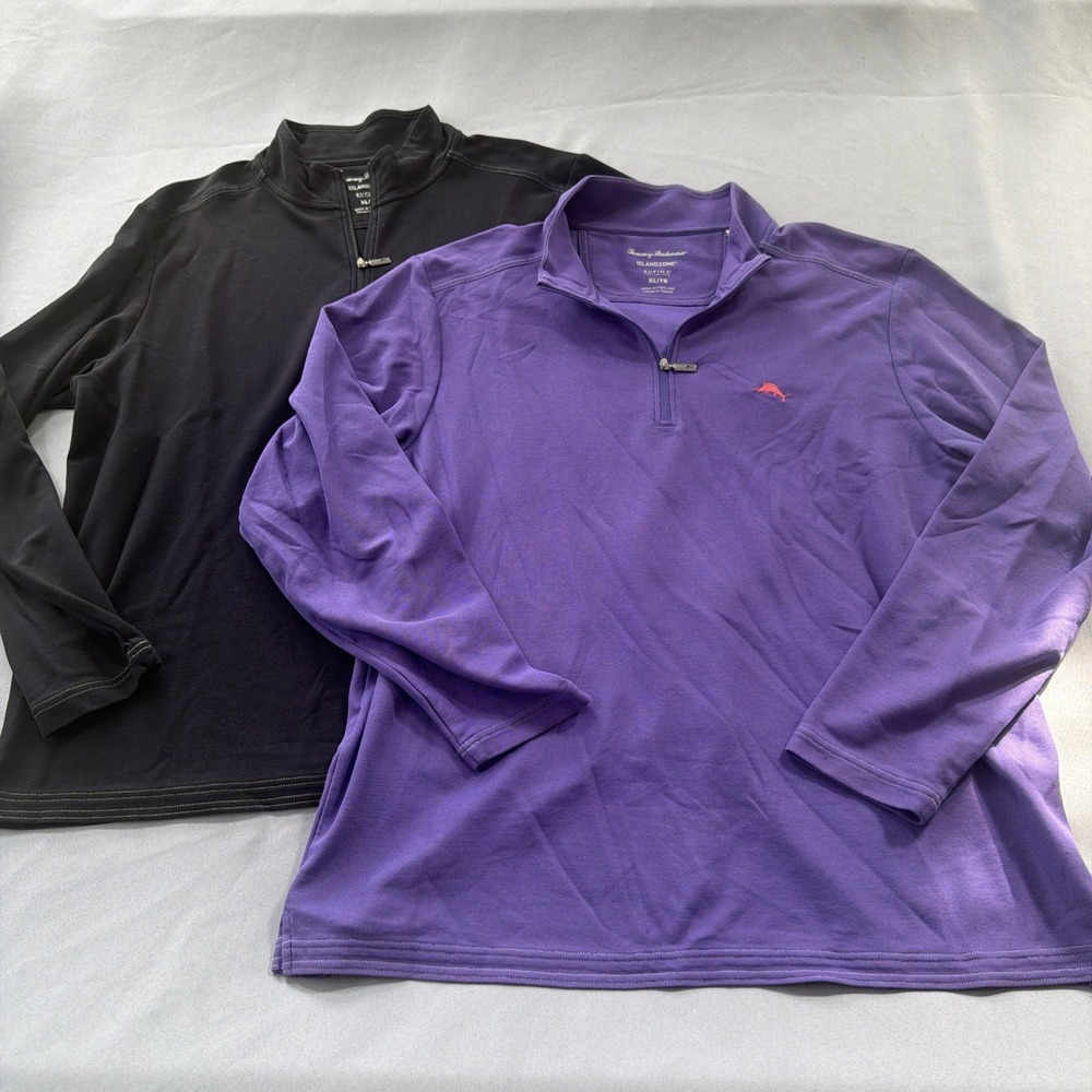 Tommy Bahama IslandZone Lot of 2 Polos Men's XL Supima Quarter Zip Preppy Casual